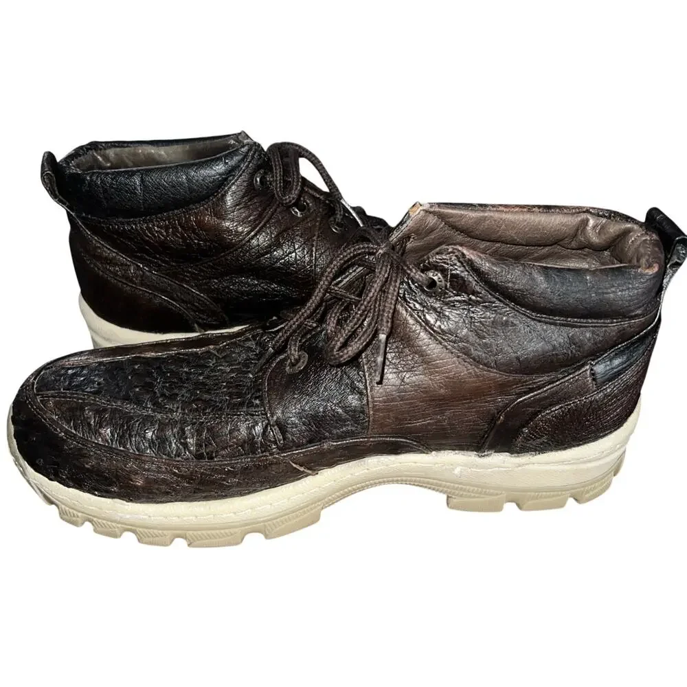 Reptillus Men’s Sz 12M Ostrich Leather Chukka Boots Made In Mexico